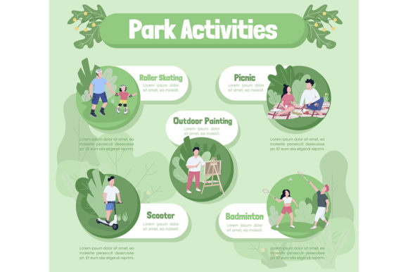 Elevating Outdoor Campaigns with Park Activities Flat Color Vector Assets
