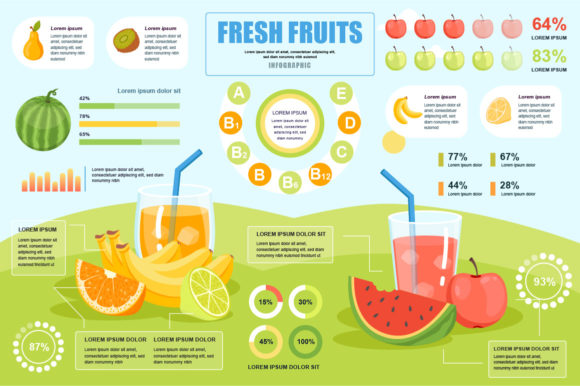 Fresh Fruits Infographic Template: Visualizing Nutrition and Wellness Data