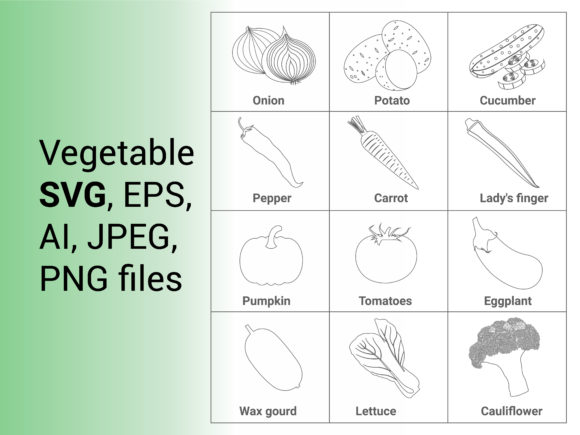 Vegetable or Healthy Food Outline: A Versatile Asset for Modern Design
